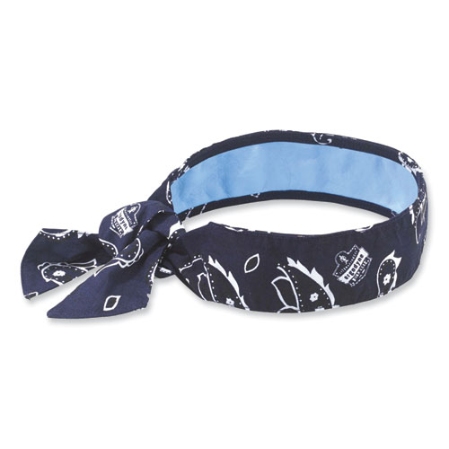 Image of Ergodyne® Chill-Its 6700Ct Cooling Bandana Pva Tie Headband, One Size Fits Most, Navy Western, Ships In 1-3 Business Days