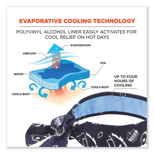 Image of Ergodyne® Chill-Its 6700Ct Cooling Bandana Pva Tie Headband, One Size Fits Most, Navy Western, Ships In 1-3 Business Days