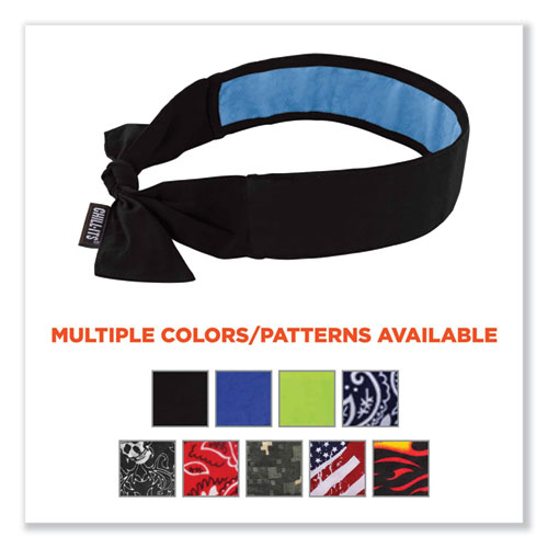 Image of Ergodyne® Chill-Its 6700Ct Cooling Bandana Pva Tie Headband, One Size Fits Most, Black, Ships In 1-3 Business Days