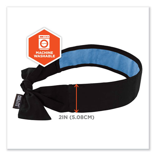 Chill-Its 6700CT Cooling Bandana PVA Tie Headband, One Size Fits Most, Black, Ships in 1-3 Business Days