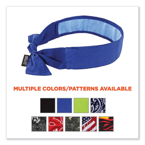 Image of Ergodyne® Chill-Its 6700Ct Cooling Bandana Pva Tie Headband, One Size Fits Most, Solid Blue, Ships In 1-3 Business Days