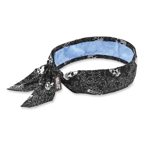 Image of Ergodyne® Chill-Its 6700Ct Cooling Bandana Pva Tie Headband, One Size Fits Most, Skulls, Ships In 1-3 Business Days