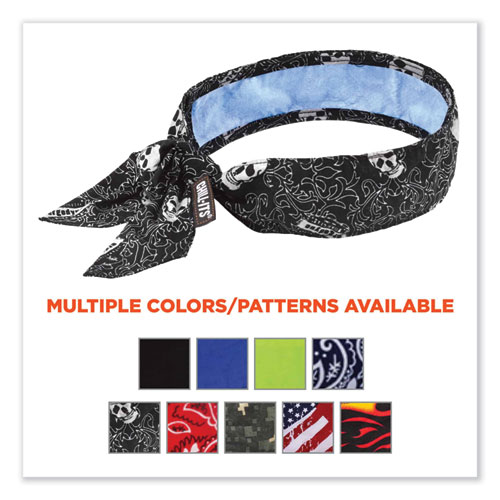 Chill-Its 6700CT Cooling Bandana PVA Tie Headband, One Size Fits Most, Skulls, Ships in 1-3 Business Days