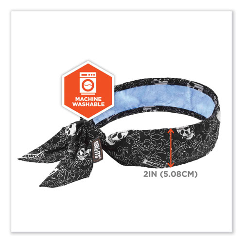Image of Ergodyne® Chill-Its 6700Ct Cooling Bandana Pva Tie Headband, One Size Fits Most, Skulls, Ships In 1-3 Business Days