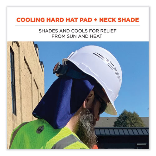Image of Ergodyne® Chill-Its 6717Ct Cooling Hard Hat Pad And Neck Shade - Pva, 12.5 X 9.75, Blue, Ships In 1-3 Business Days