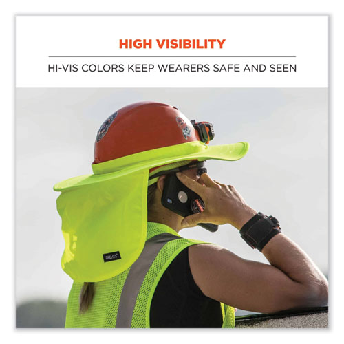 Image of Ergodyne® Chill-Its 6660 Hard Hat Brim + Neck Shade, 19.5 X 9.75, Lime, Ships In 1-3 Business Days