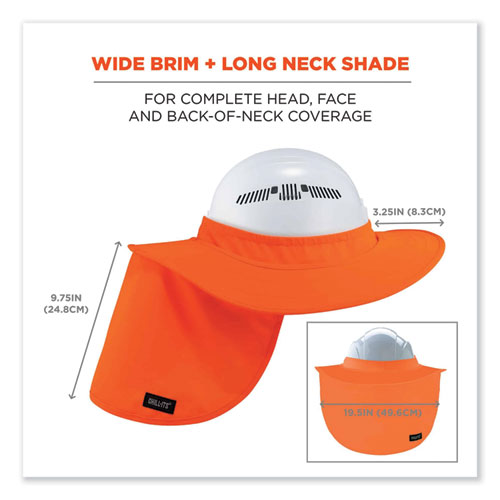 Chill-Its 6660 Hard Hat Brim + Neck Shade, 19.5 x 9.75, Orange, Ships in 1-3 Business Days