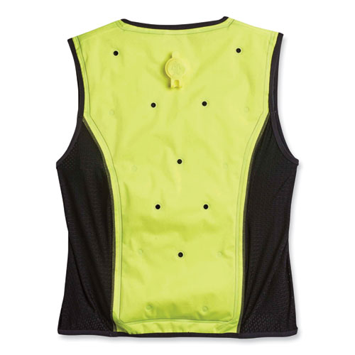 Image of Ergodyne® Chill-Its 6685 Premium Dry Evaporative Cooling Vest With Zipper, Nylon, Large, Lime, Ships In 1-3 Business Days