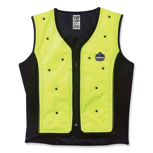 Ergodyne® Chill-Its 6685 Premium Dry Evaporative Cooling Vest With Zipper, Nylon, 3X-Large, Lime, Ships In 1-3 Business Days