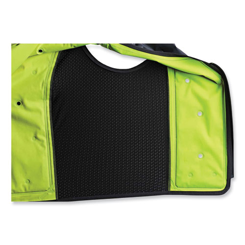 Image of Ergodyne® Chill-Its 6685 Premium Dry Evaporative Cooling Vest With Zipper, Nylon, 4X-Large, Lime, Ships In 1-3 Business Days