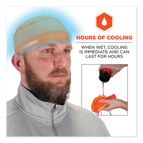 Chill-Its 6632 Performance Knit Cooling Skull Cap, Polyester/Spandex, One Size Fits Most, Orange, Ships in 1-3 Business Days