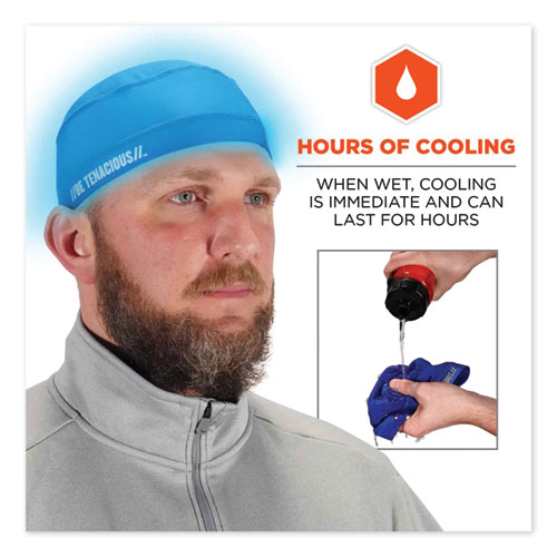 Chill-Its 6632 Performance Knit Cooling Skull Cap, Polyester/Spandex, One Size Fits Most, Blue, Ships in 1-3 Business Days