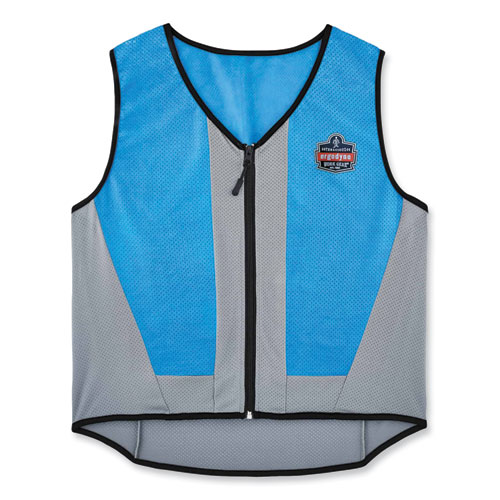 ergodyne® Chill-Its 6667 Wet Evaporative PVA Cooling Vest with Zipper, PVA,  X-Large, Blue, Ships in 1-3 Business Days