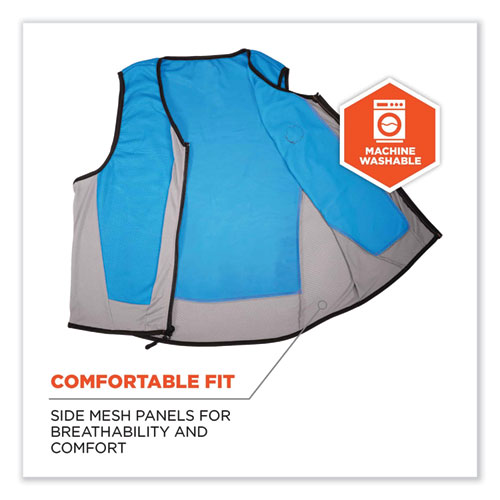 Image of Ergodyne® Chill-Its 6667 Wet Evaporative Pva Cooling Vest With Zipper, Pva, Medium, Blue, Ships In 1-3 Business Days