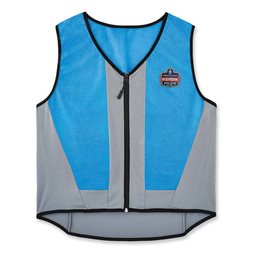 Image of Ergodyne® Chill-Its 6667 Wet Evaporative Pva Cooling Vest With Zipper, Pva, 2X-Large, Blue, Ships In 1-3 Business Days