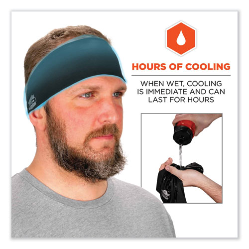 Chill-Its 6634 Performance Knit Cooling Headband, Polyester/Spandex, One Size Fits Most, Black, Ships in 1-3 Business Days