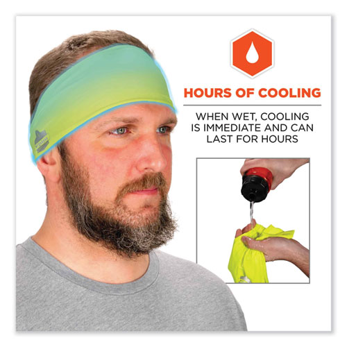 Chill-Its 6634 Performance Knit Cooling Headband, Polyester/Spandex, One Size Fits Most, Lime, Ships in 1-3 Business Days