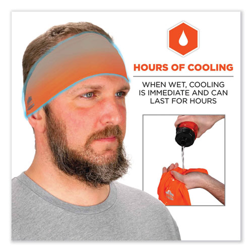 Chill-Its 6634 Performance Knit Cooling Headband, Polyester/Spandex, One Size Fits Most, Orange, Ships in 1-3 Business Days