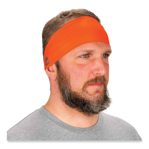 Chill-Its 6634 Performance Knit Cooling Headband, Polyester/Spandex, One Size Fits Most, Orange, Ships in 1-3 Business Days