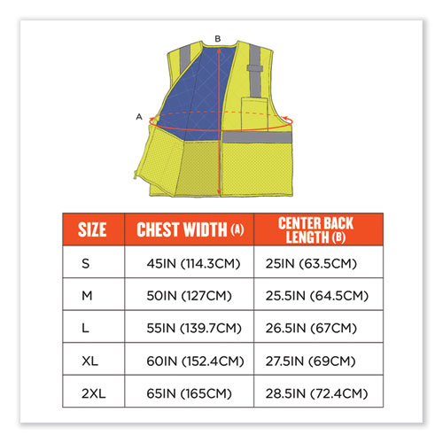 Chill-Its 6668 Class 2 Hi-Vis Safety Cooling Vest, Polymer, Medium, Lime, Ships in 1-3 Business Days