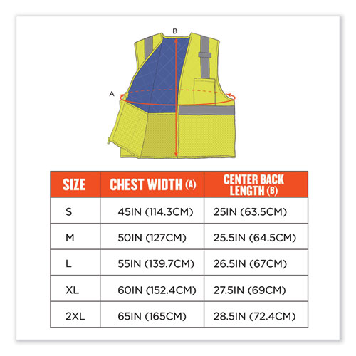 Chill-Its 6668 Class 2 Hi-Vis Safety Cooling Vest. Polymer, Large, Lime, Ships in 1-3 Business Days