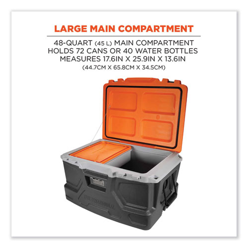 Image of Ergodyne® Chill-Its 5171 48-Quart Industrial Hard Sided Cooler, Orange/Gray, Ships In 1-3 Business Days