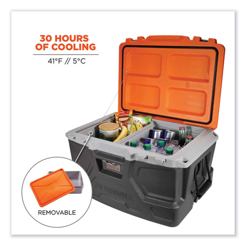 Image of Ergodyne® Chill-Its 5171 48-Quart Industrial Hard Sided Cooler, Orange/Gray, Ships In 1-3 Business Days