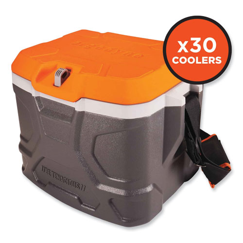Image of Ergodyne® Chill-Its 5170 17-Quart Industrial Hard Sided Cooler, Orange/Gray, 30/Pallet, Ships In 1-3 Business Days
