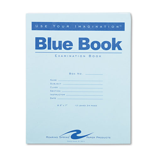 EXAMINATION BLUE BOOK, WIDE/LEGAL RULE, 8.5 X 7, WHITE, 12 SHEETS