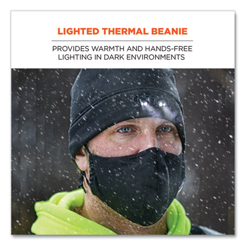 Image of Ergodyne® N-Ferno 6804 Skull Cap Winter Hat With Led Lights, One Size Fits Mosts, Lime, Ships In 1-3 Business Days