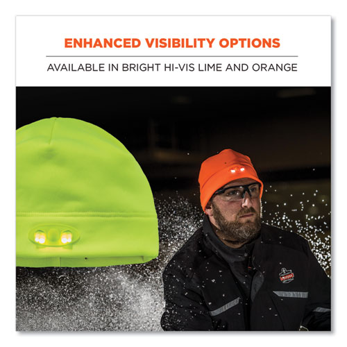 N-Ferno 6804 Skull Cap Winter Hat with LED Lights, One Size Fits Most, Orange, Ships in 1-3 Business Days