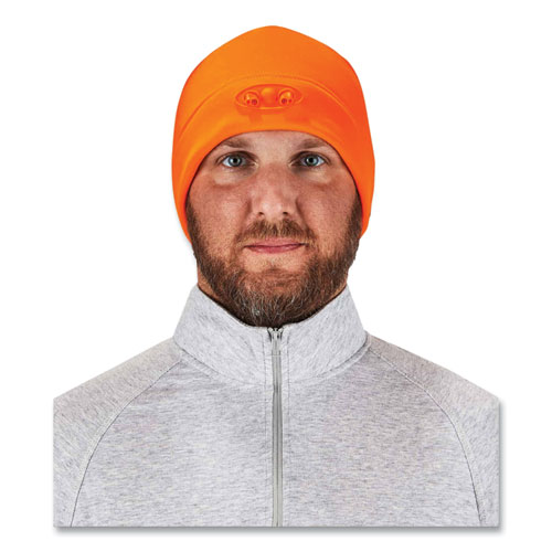 N-Ferno 6804 Skull Cap Winter Hat with LED Lights, One Size Fits Most, Orange, Ships in 1-3 Business Days