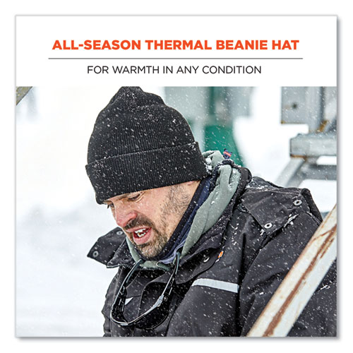 Image of Ergodyne® N-Ferno 6806 Cuffed Rib Knit Winter Hat, One Size Fits Most, Black, Ships In 1-3 Business Days