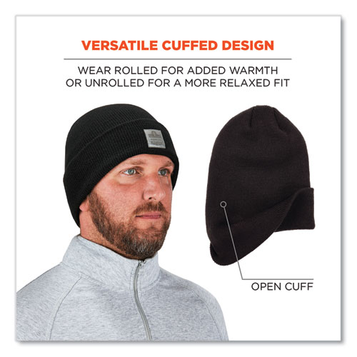 Image of Ergodyne® N-Ferno 6806 Cuffed Rib Knit Winter Hat, One Size Fits Most, Black, Ships In 1-3 Business Days