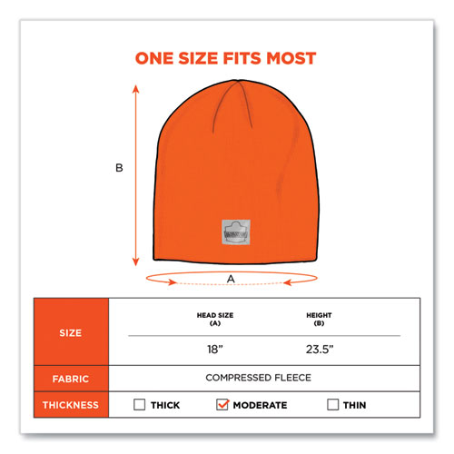 Image of Ergodyne® N-Ferno 6812 Rib Knit Beanie, One Size Fits Most, Orange, Ships In 1-3 Business Days