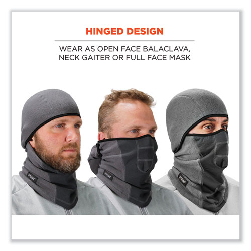 N-Ferno 6823 Hinged Balaclava Face Mask, Fleece, One Size Fits Most, Gray, Ships in 1-3 Business Days