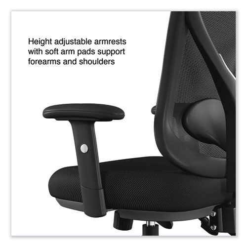 Alera Aeson Series Multifunction Task Chair, Supports Up to 275 lb, 15" to 18.82" Seat Height, Black Seat/Back, Black Base