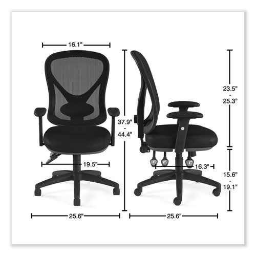 Alera Aeson Series Multifunction Task Chair, Supports Up to 275 lb, 15" to 18.82" Seat Height, Black Seat/Back, Black Base