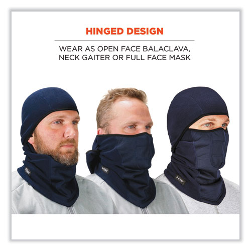 Image of Ergodyne® N-Ferno 6823 Hinged Balaclava Face Mask, Fleece, One Size Fits Most, Navy, Ships In 1-3 Business Days