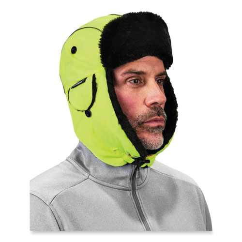 Image of Ergodyne® N-Ferno 6802 Classic Trapper Hat, Small/Medium, Lime, Ships In 1-3 Business Days