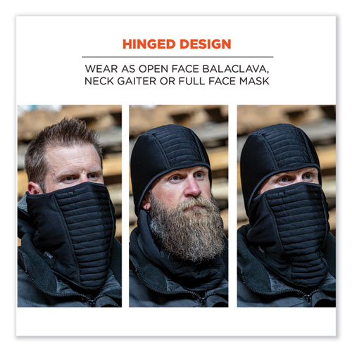 Image of Ergodyne® N-Ferno 6955 Insulated 3-Layer Balaclava Face Mask, Polartec Fr Pwr Grid Fleece/Poly-Spandex,Black,Ships In 1-3 Business Days