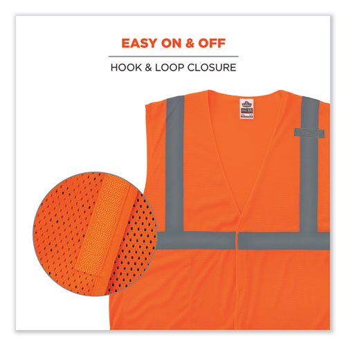 Image of Ergodyne® Glowear 8210Hl Class 2 Economy Mesh Hook And Loop Vest, Polyester, X-Small, Orange , Ships In 1-3 Business Days