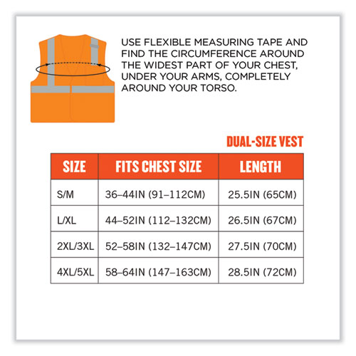 GloWear 8210HL Class 2 Economy Mesh Hook and Loop Vest, Polyester, Large/X-Large, Orange, Ships in 1-3 Business Days