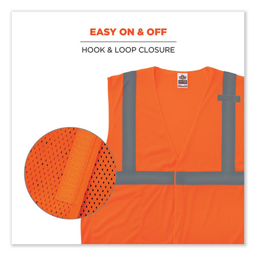 GloWear 8210HL Class 2 Economy Mesh Hook and Loop Vest, Polyester, 2X-Large/3X-Large, Orange, Ships in 1-3 Business Days