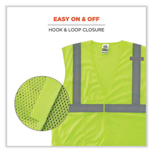 GloWear 8210HL Class 2 Economy Mesh Hook and Loop Vest, Polyester, X-Small, Lime, Ships in 1-3 Business Days