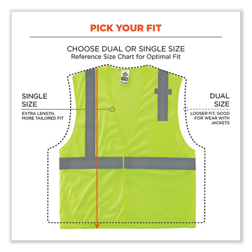 Image of Ergodyne® Glowear 8210Hl Class 2 Economy Mesh Hook And Loop Vest, Polyester, X-Small, Lime, Ships In 1-3 Business Days