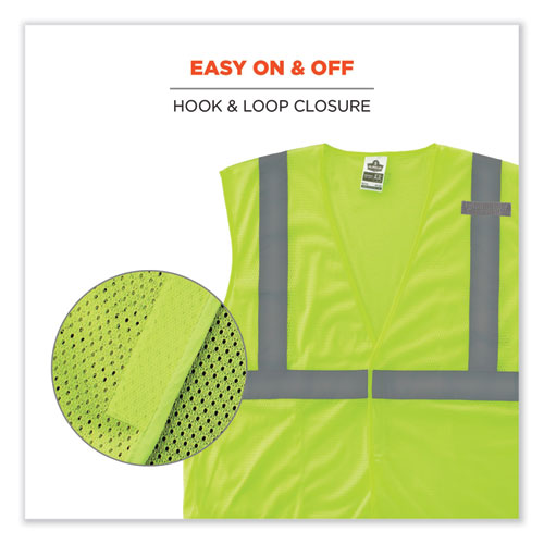 GloWear 8210HL Class 2 Economy Mesh Hook and Loop Vest, Polyester, Small/Medium, Lime, Ships in 1-3 Business Days