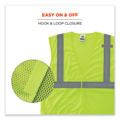 GloWear 8210HL Class 2 Economy Mesh Hook and Loop Vest, Polyester, 2X-Large/3X-Large, Lime, Ships in 1-3 Business Days