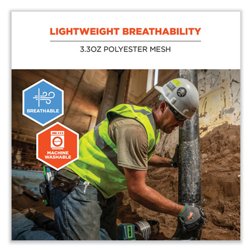 Image of Ergodyne® Glowear 8210Hl Class 2 Economy Mesh Hook And Loop Vest, Polyester, 4X-Large/5X-Large, Lime, Ships In 1-3 Business Days
