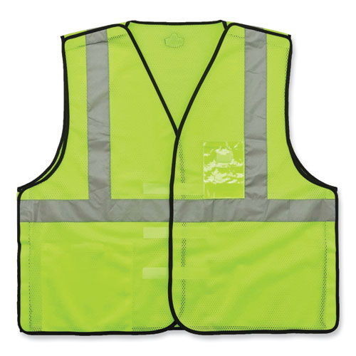 GloWear 8216BA Class 2 Breakaway Mesh ID Holder Vest, Polyester, Large/X-Large, Lime, Ships in 1-3 Business Days
